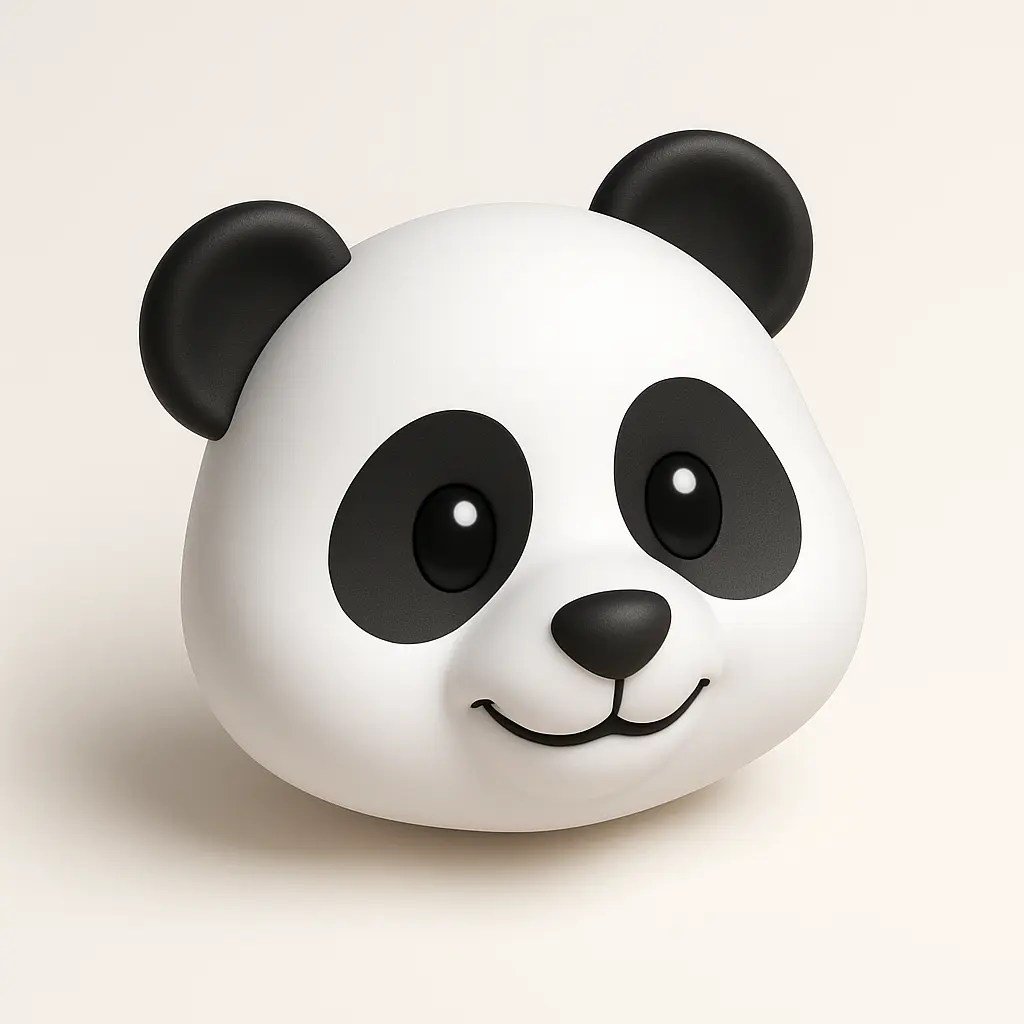 3D emoji icon template with panda face