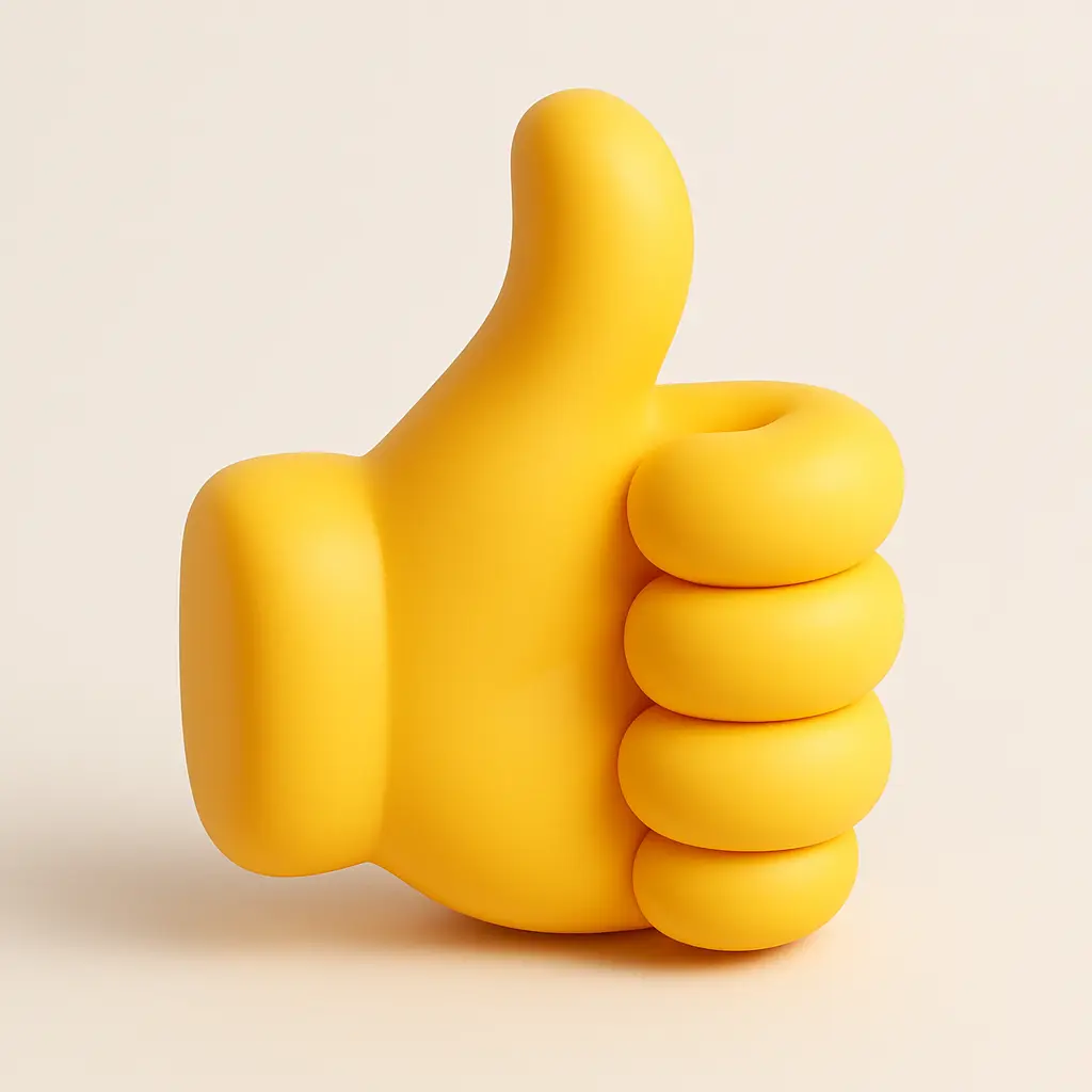 3D emoji icon template featuring a yellow thumbs up