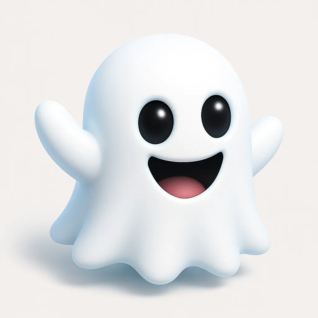 3D emoji icon template featuring playful ghost