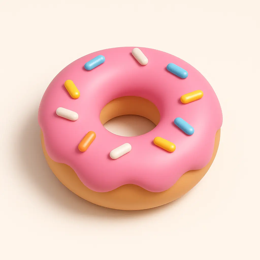 3D emoji icon template of pink donut with sprinkles