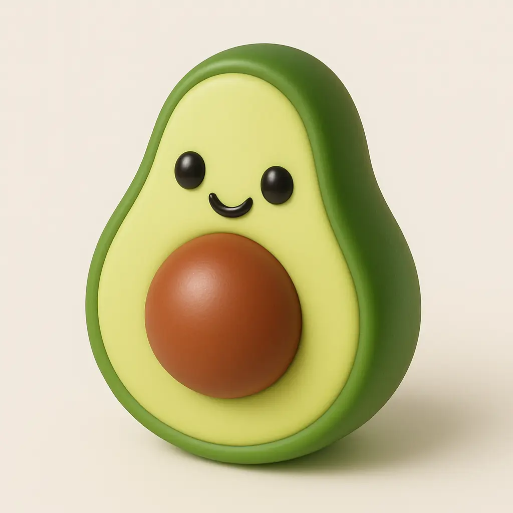 3D emoji icon template of cute avocado