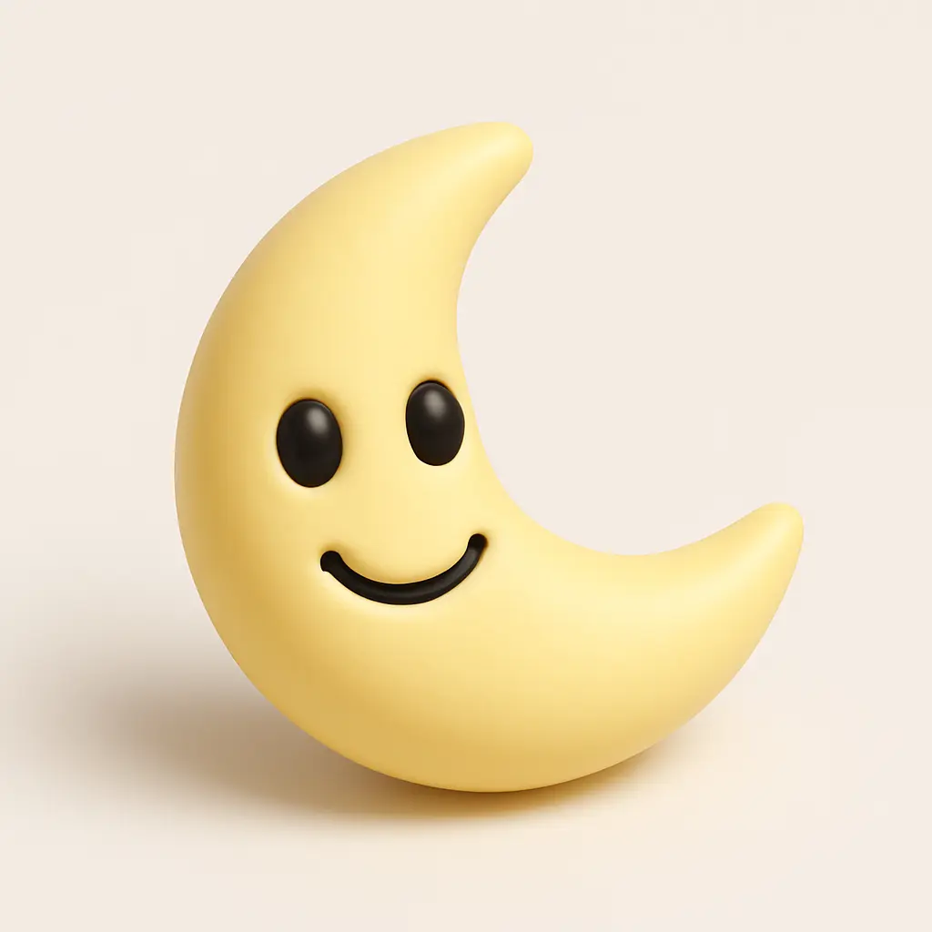 3D emoji icon template with crescent moon
