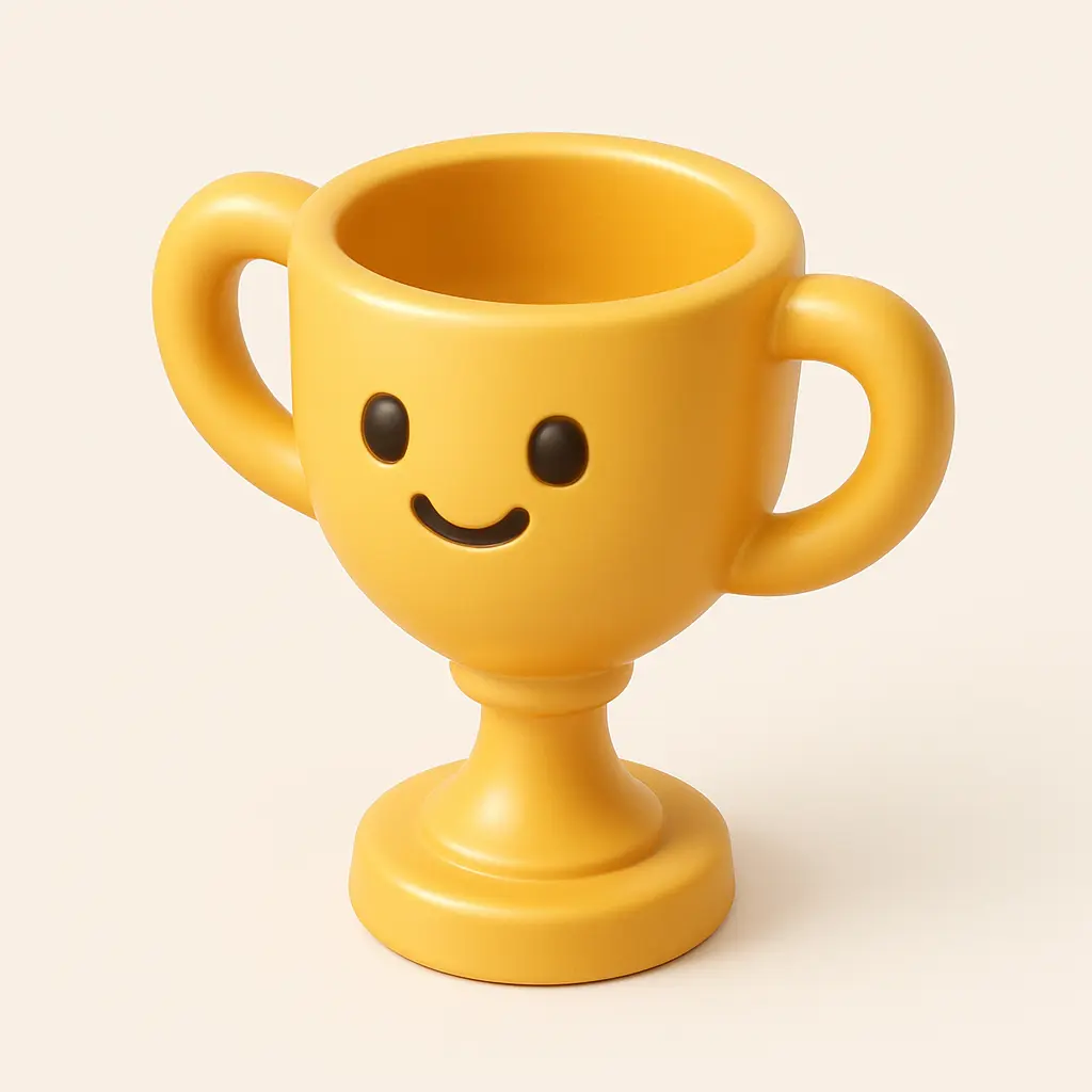 3D emoji icon template of gold trophy