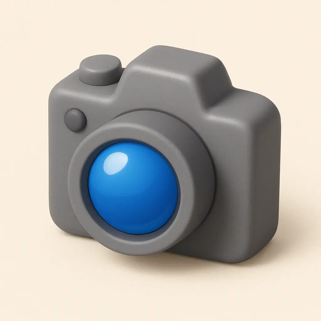 3D emoji icon template featuring blue lens camera