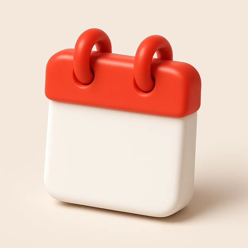 3D emoji icon template of calendar page