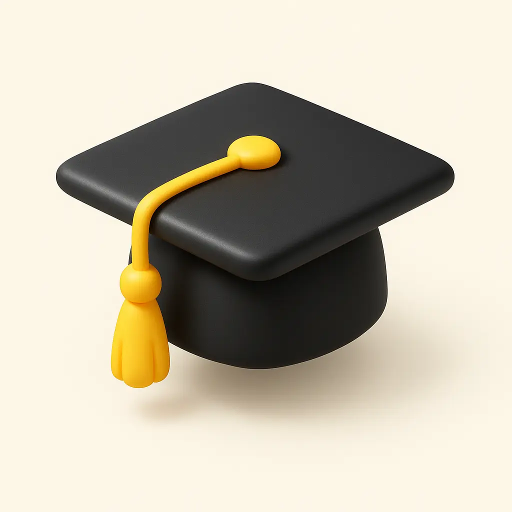 3D emoji icon template with black graduation cap
