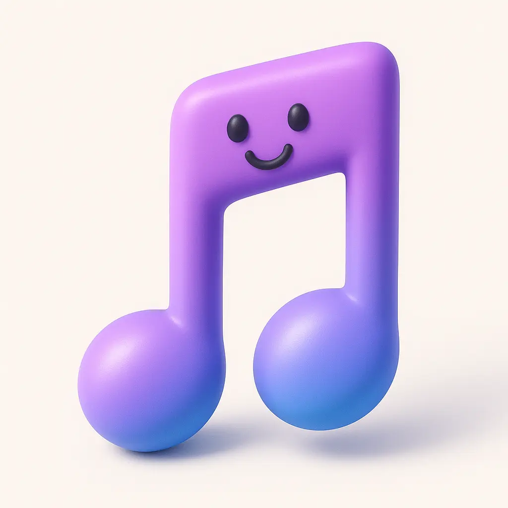 3D emoji icon template with musical note