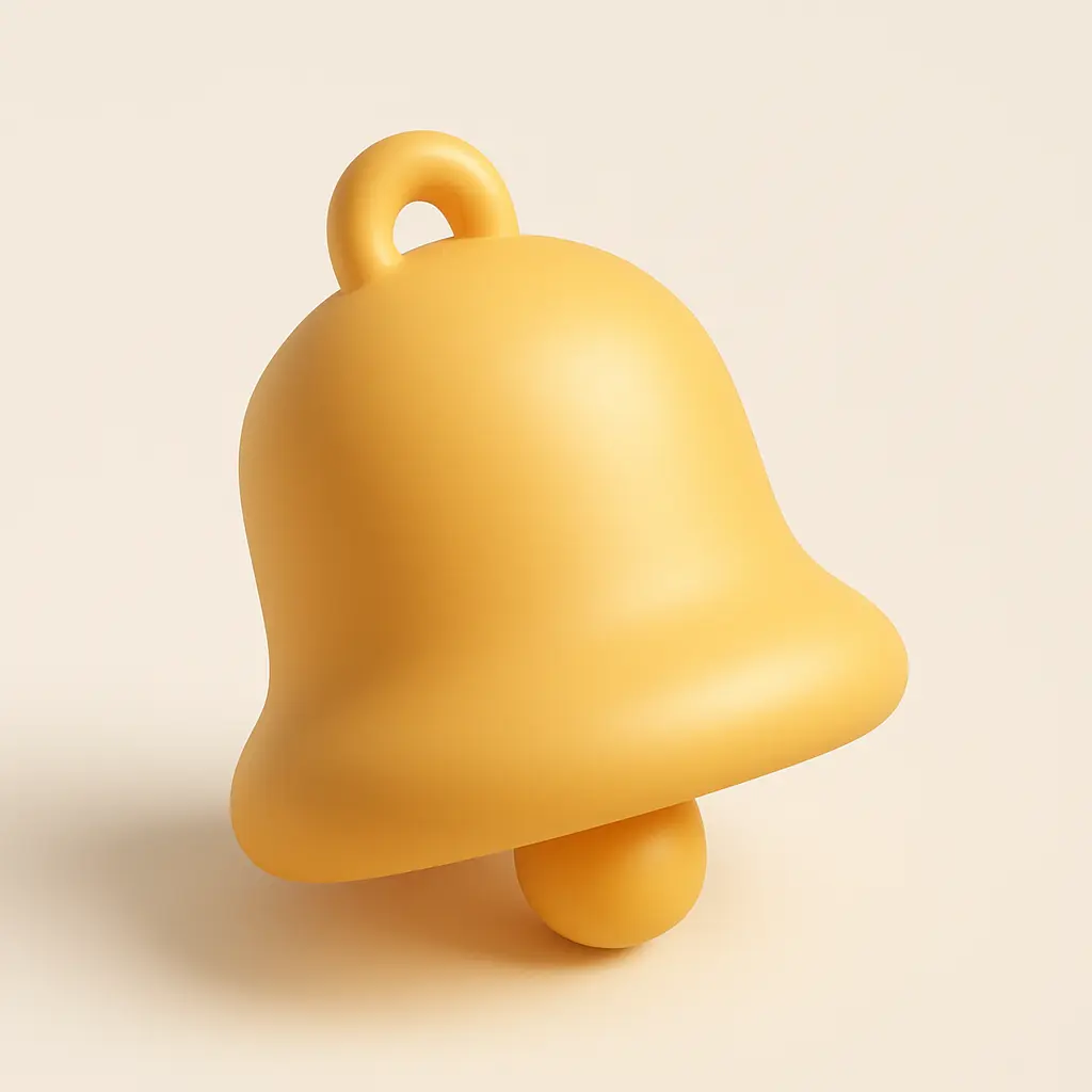 3D emoji icon template of gold bell