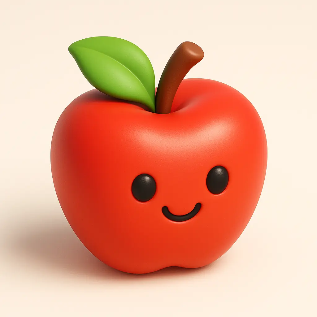 3D emoji icon template of shiny red apple
