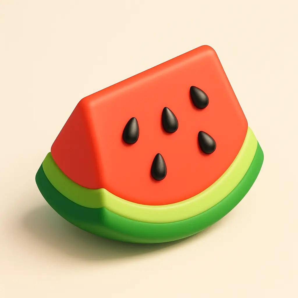 3D emoji icon template with watermelon slice