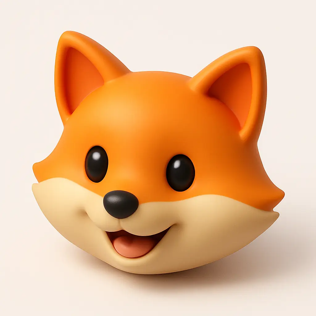 3D emoji icon template of orange fox face