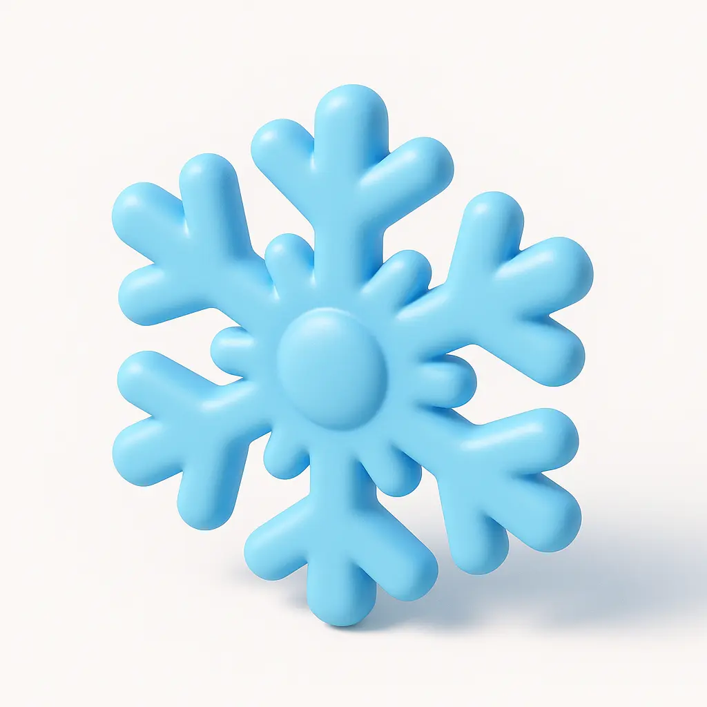 3D emoji icon template with icy blue snowflake