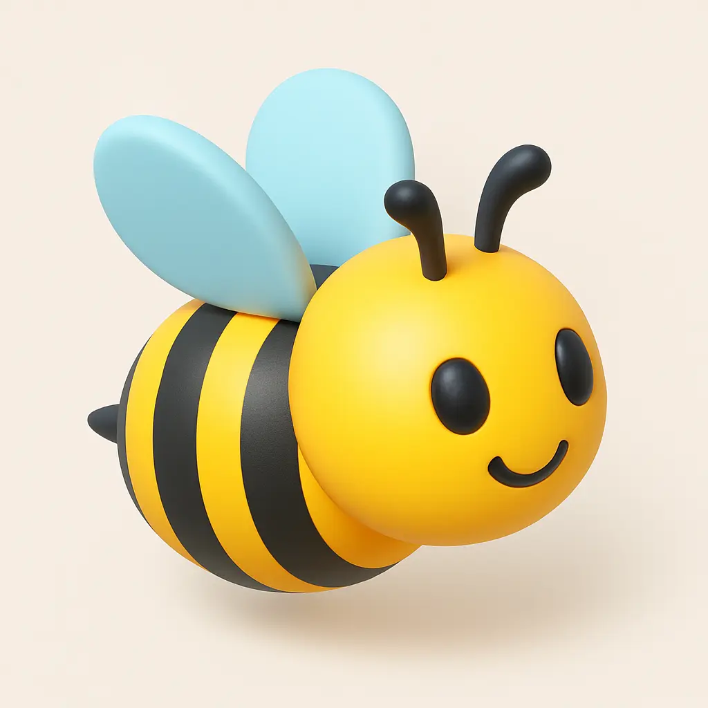 3D emoji icon template with striped honeybee