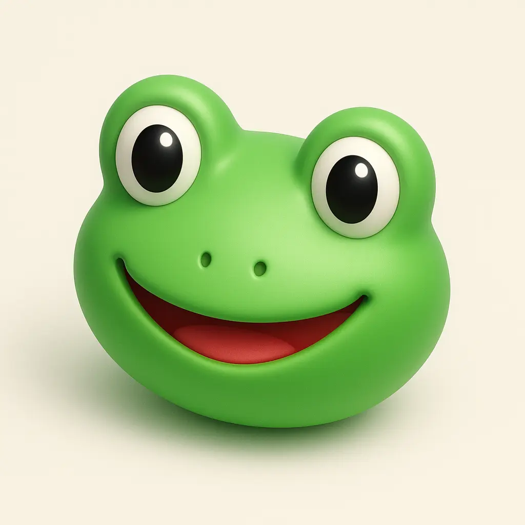 3D emoji icon template of green frog face