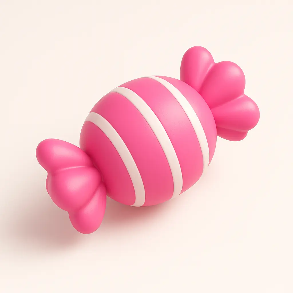 3D emoji icon template with pink striped candy
