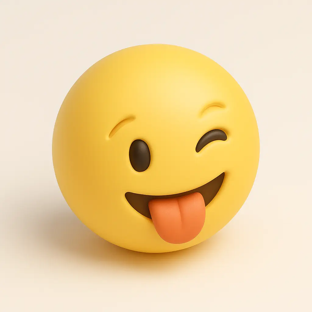 3D emoji icon template with winking face