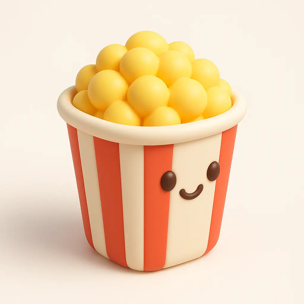 3D emoji icon template with popcorn bucket