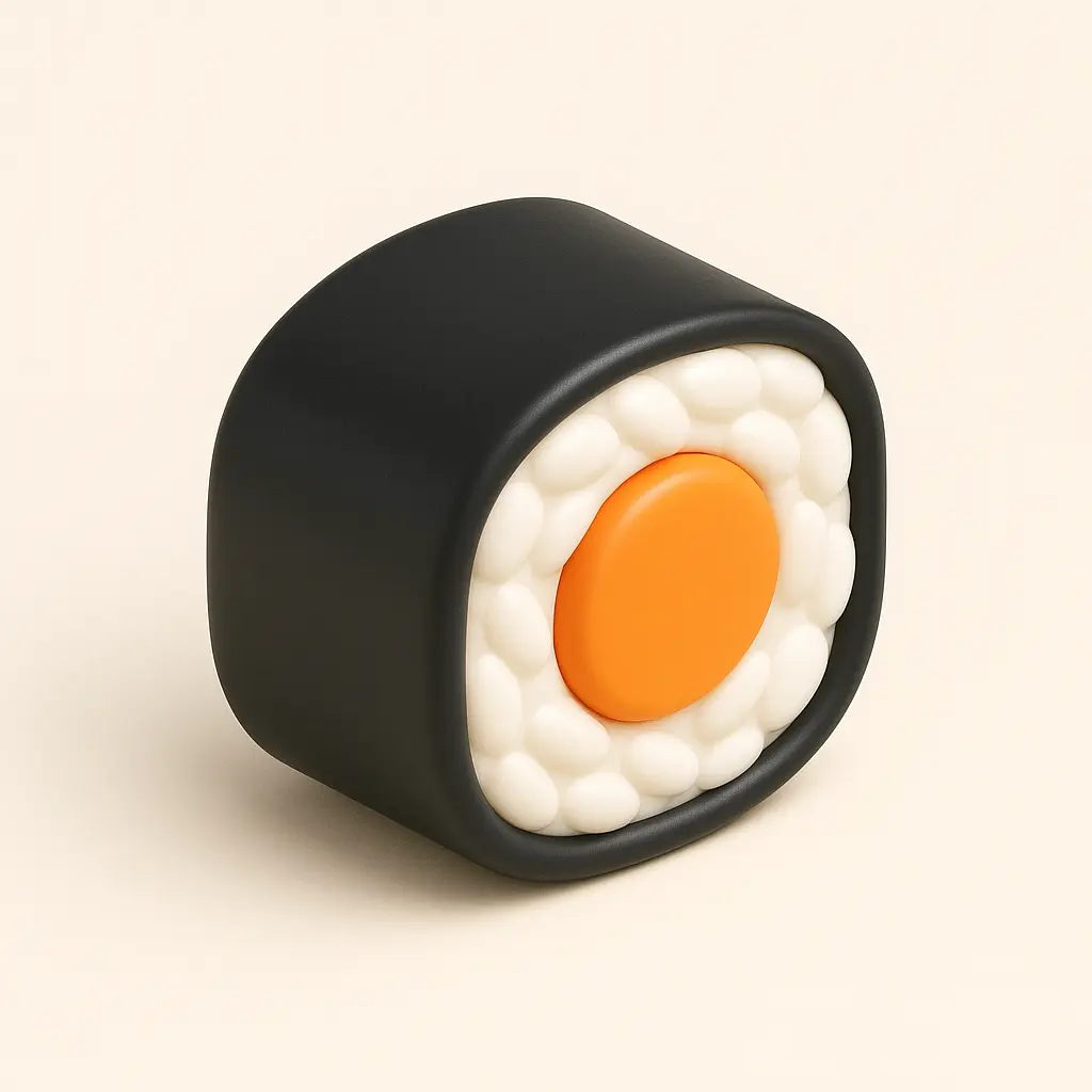 3D emoji icon template of sushi roll