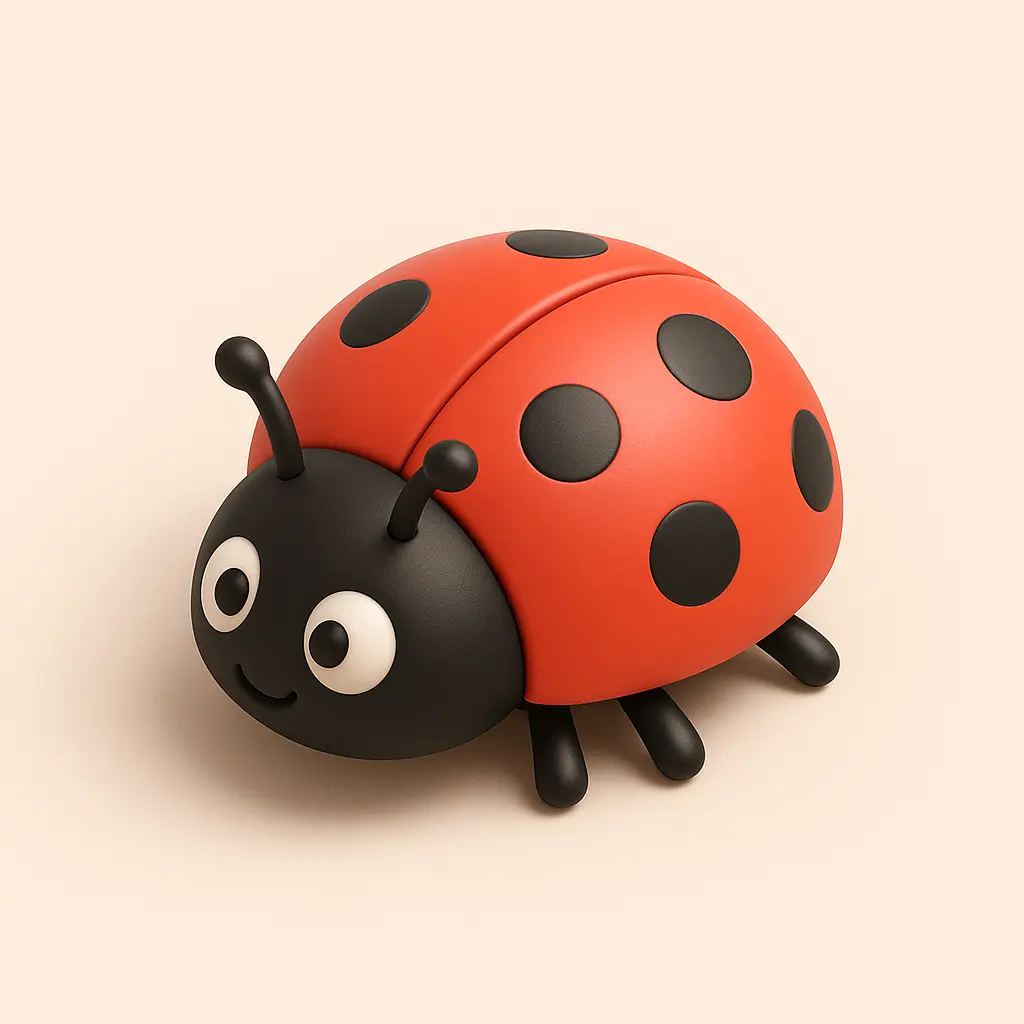 3D emoji icon template of red ladybug