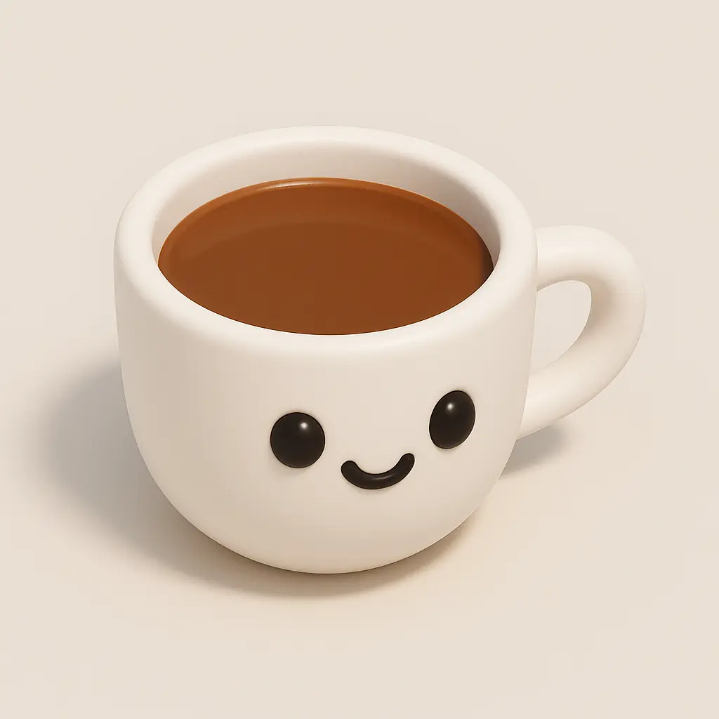 3D emoji icon template with white coffee cup