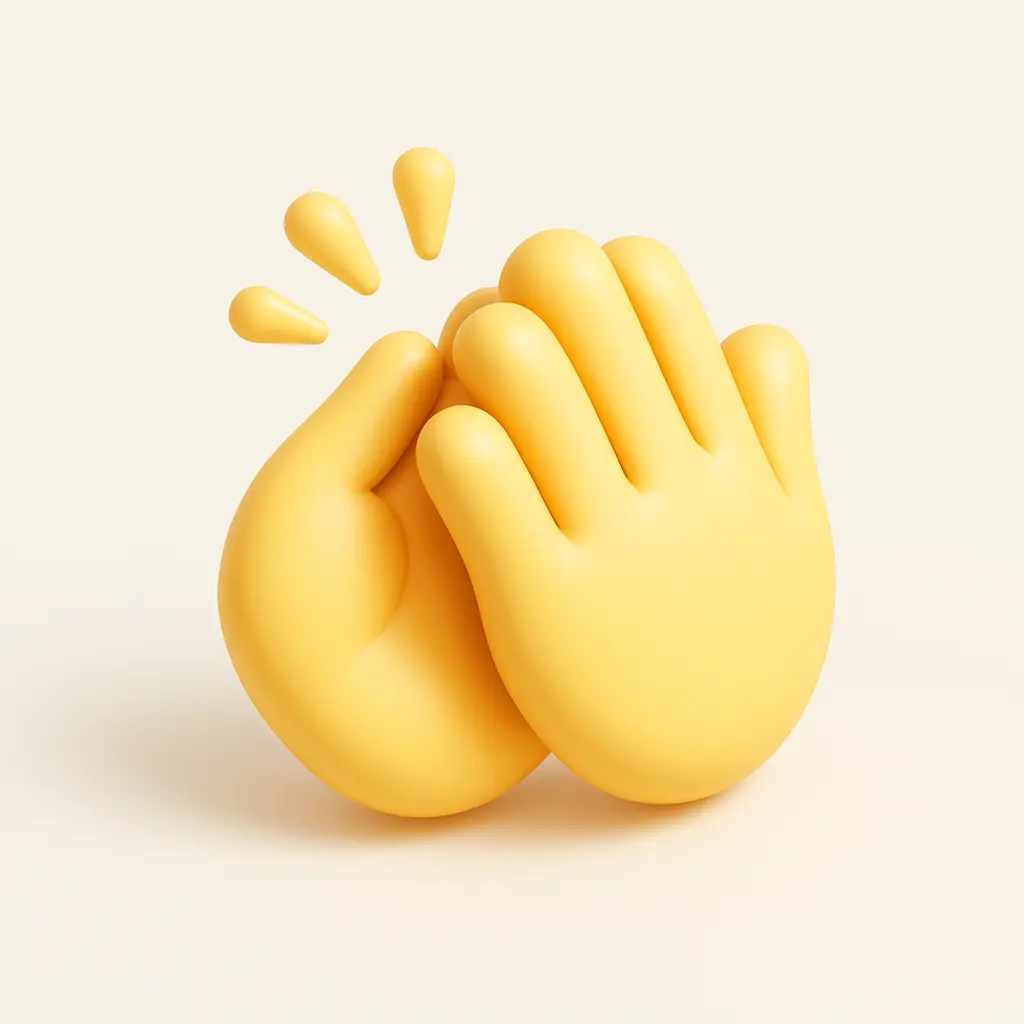 3D emoji icon template of clapping yellow hands