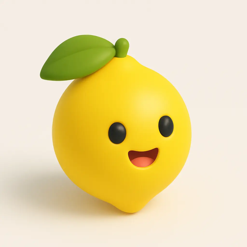 3D emoji icon template of yellow lemon