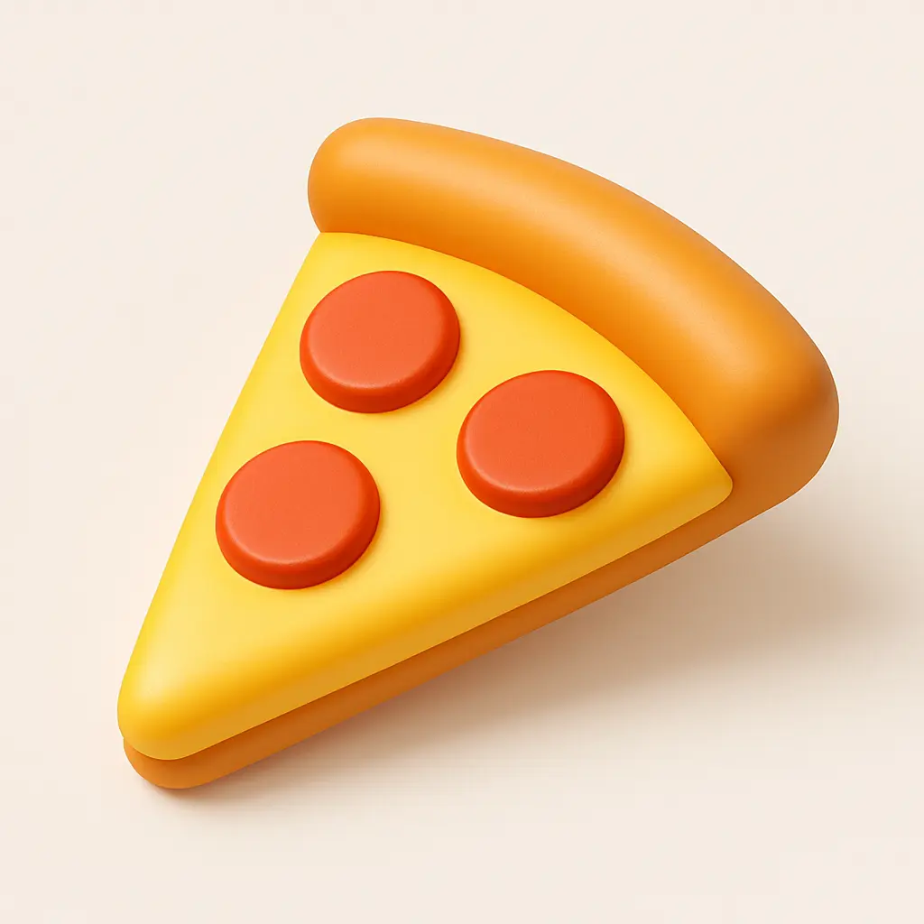 3D emoji icon template with pepperoni pizza slice