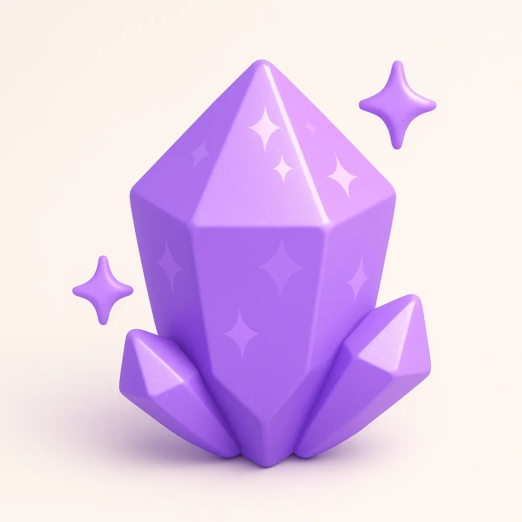 3D emoji icon template with purple crystal