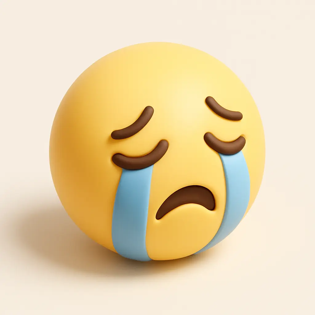 3D emoji icon template with crying face in soft colors