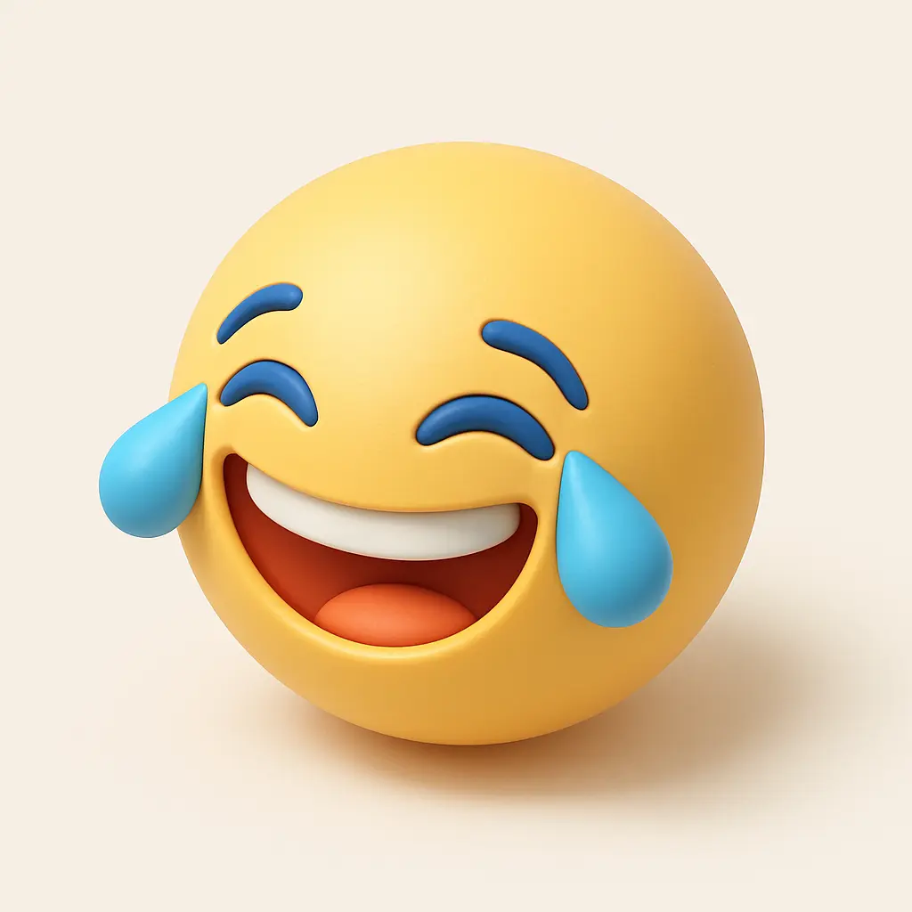 3D emoji icon template of laughing face