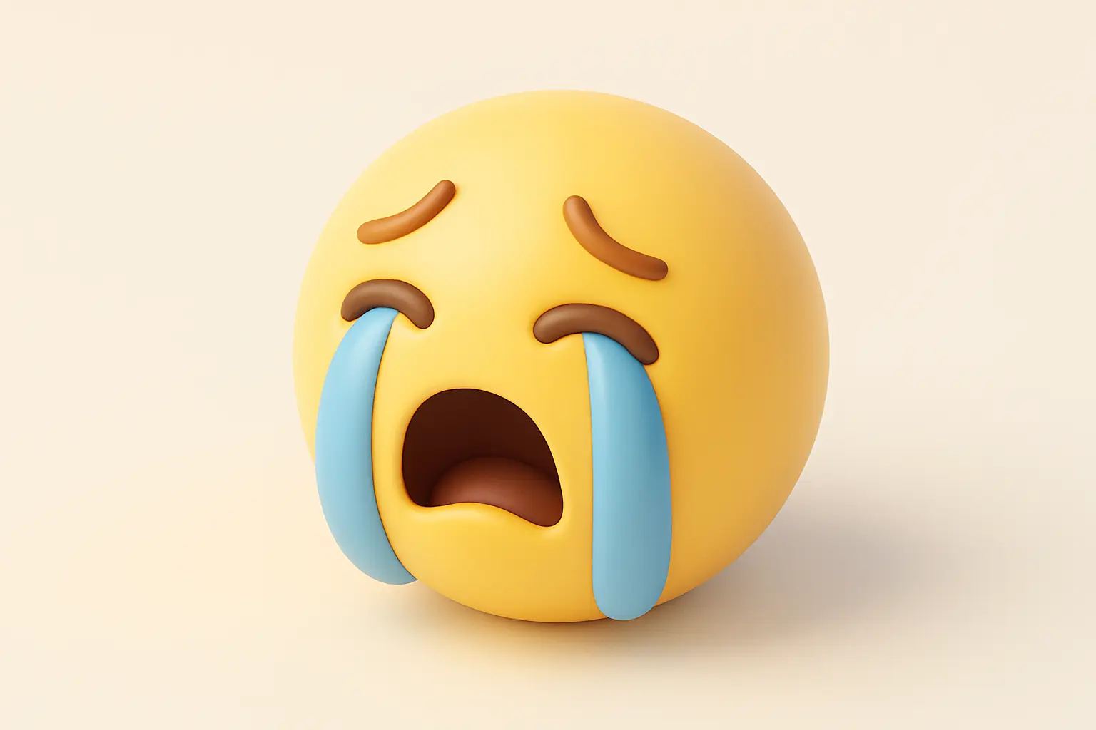 3D emoji icon template with crying face in soft colors