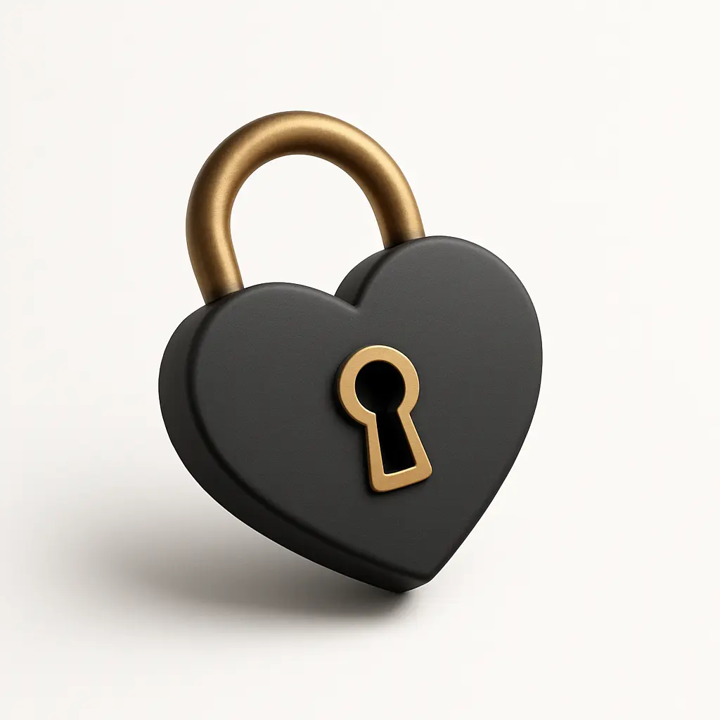 3D icon template of a heart padlock