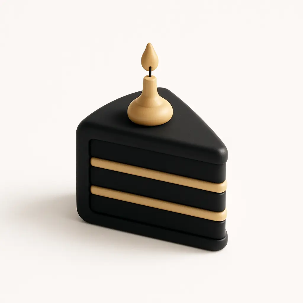 3D icon template of birthday cake slice