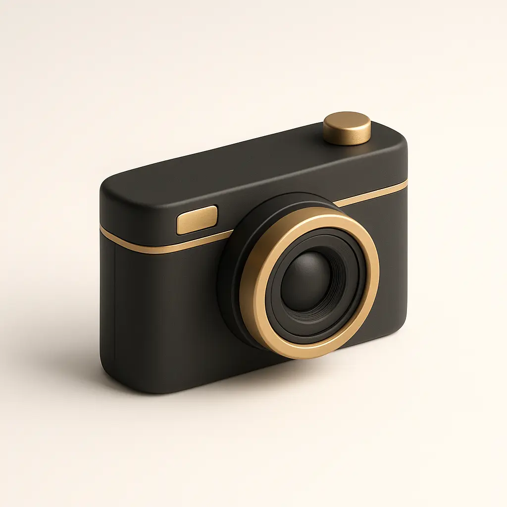 3D icon template of a vintage camera