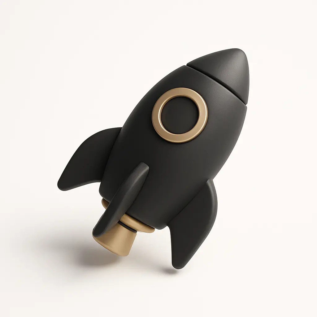 3D icon template of a rocket ship