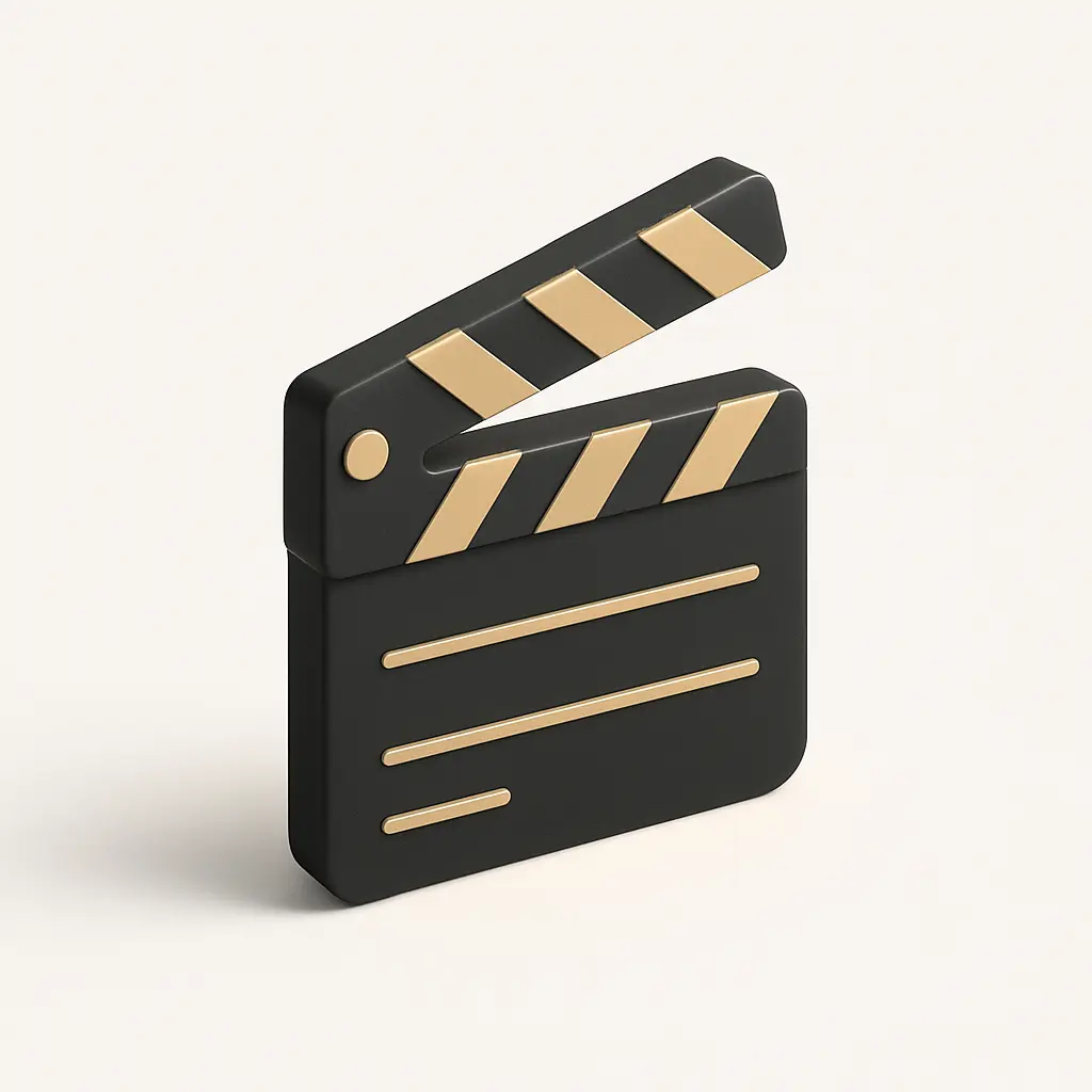 3D icon template of a clapperboard