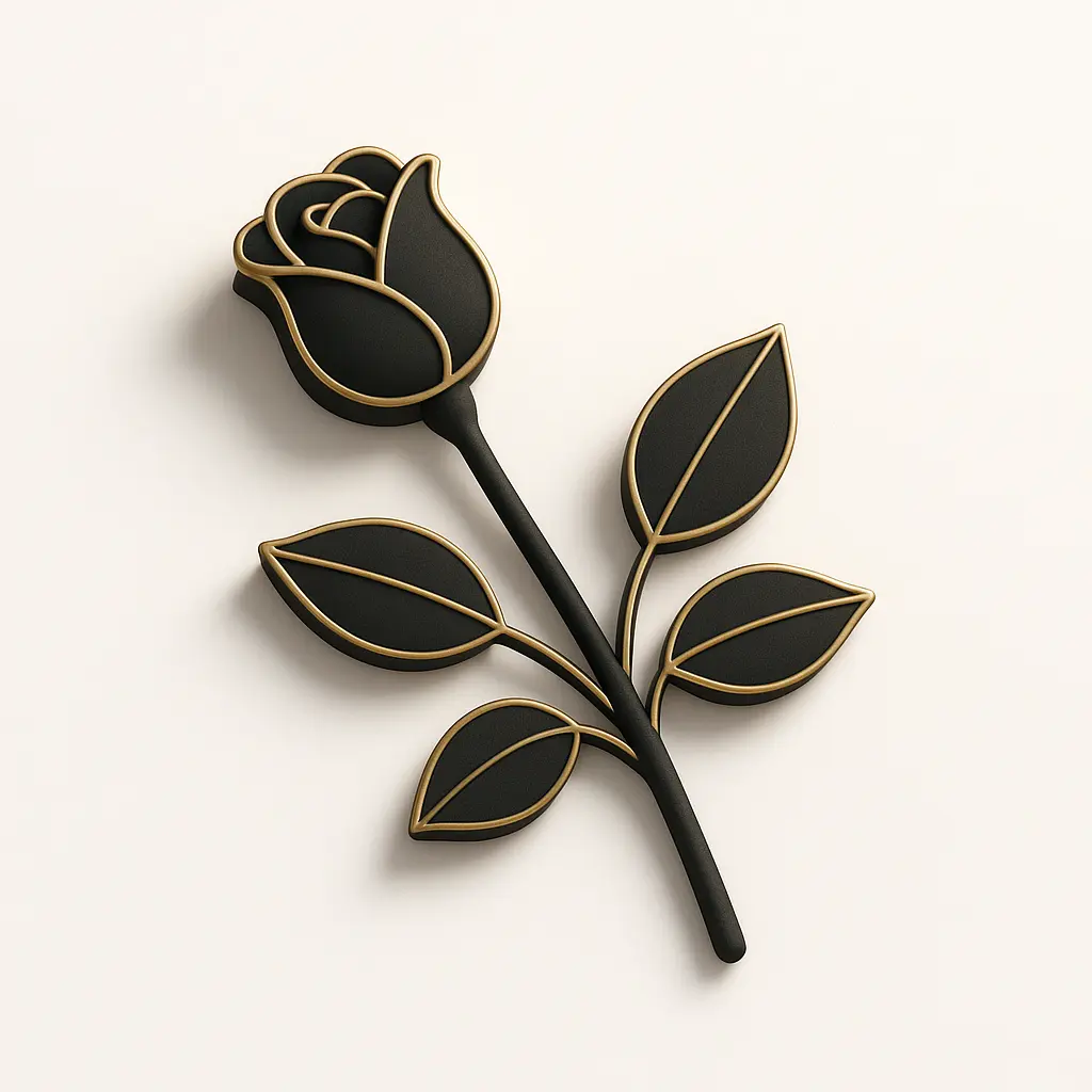 3D icon template of a rose stem