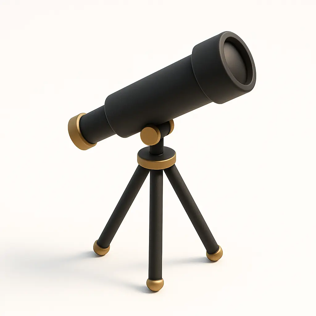3D icon template of a telescope