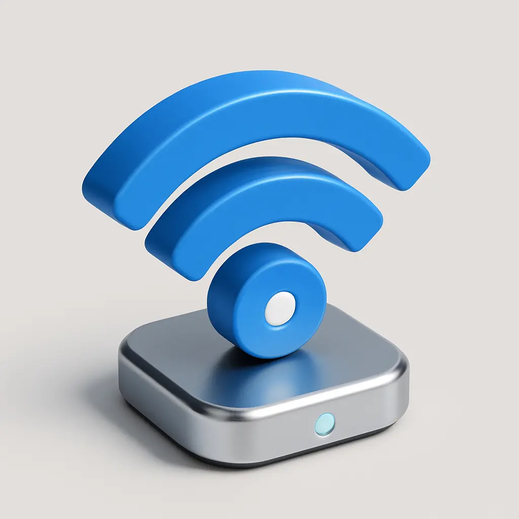 3D Blue Metal Icon template of a Wi-Fi symbol, isometric