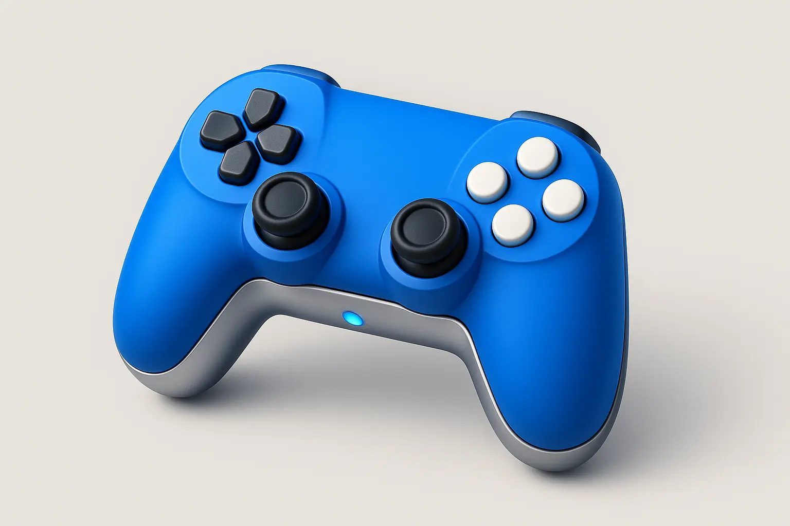 3D Blue Metal Icon template of a gaming controller, isometric view