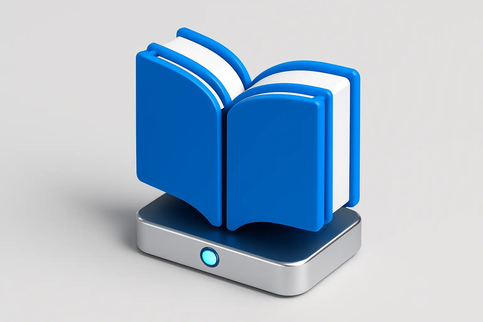 3D Blue Metal Icon template of an open book, minimal style