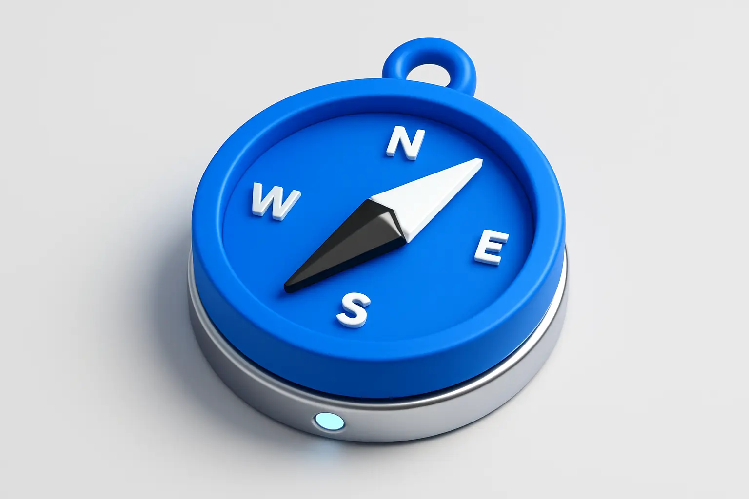 3D Blue Metal Icon template of a compass, circular, modern design