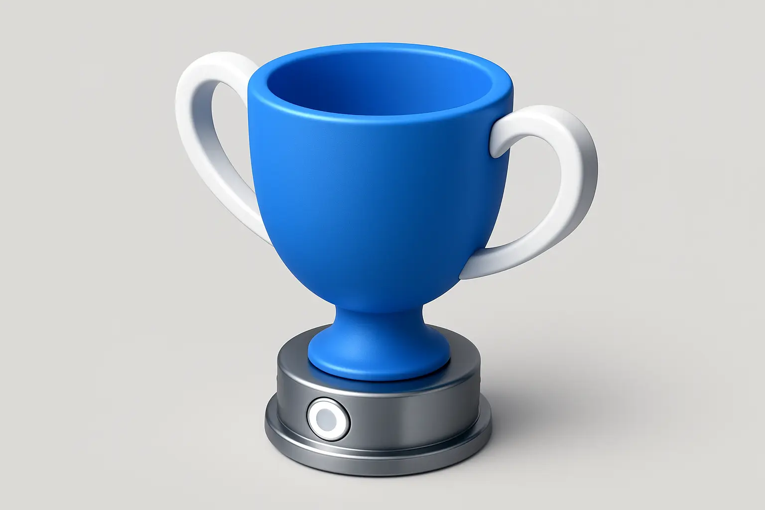 3D Blue Metal Icon template of a trophy cup, blue metal finish