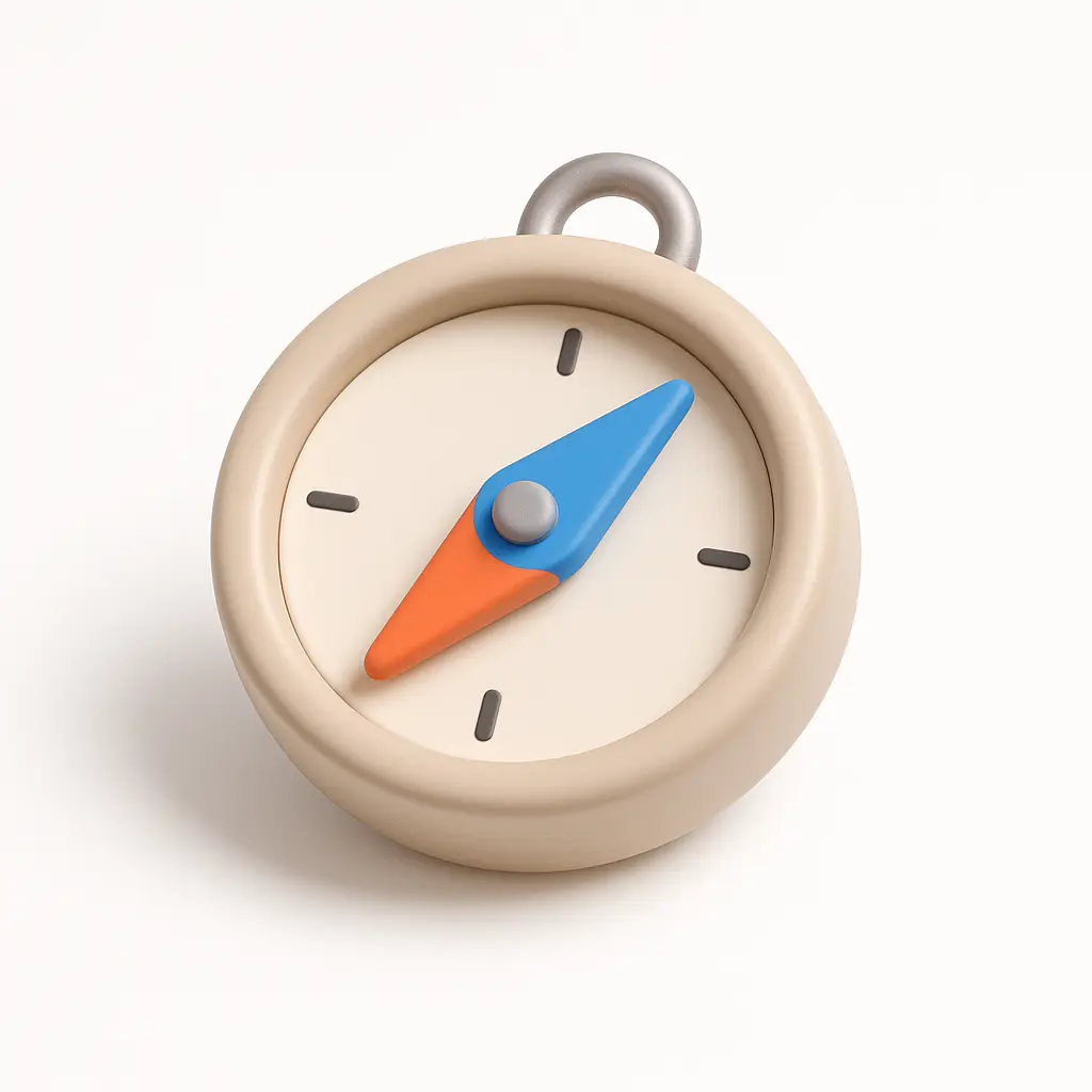 3D Airbnb style icon template compass blue needle
