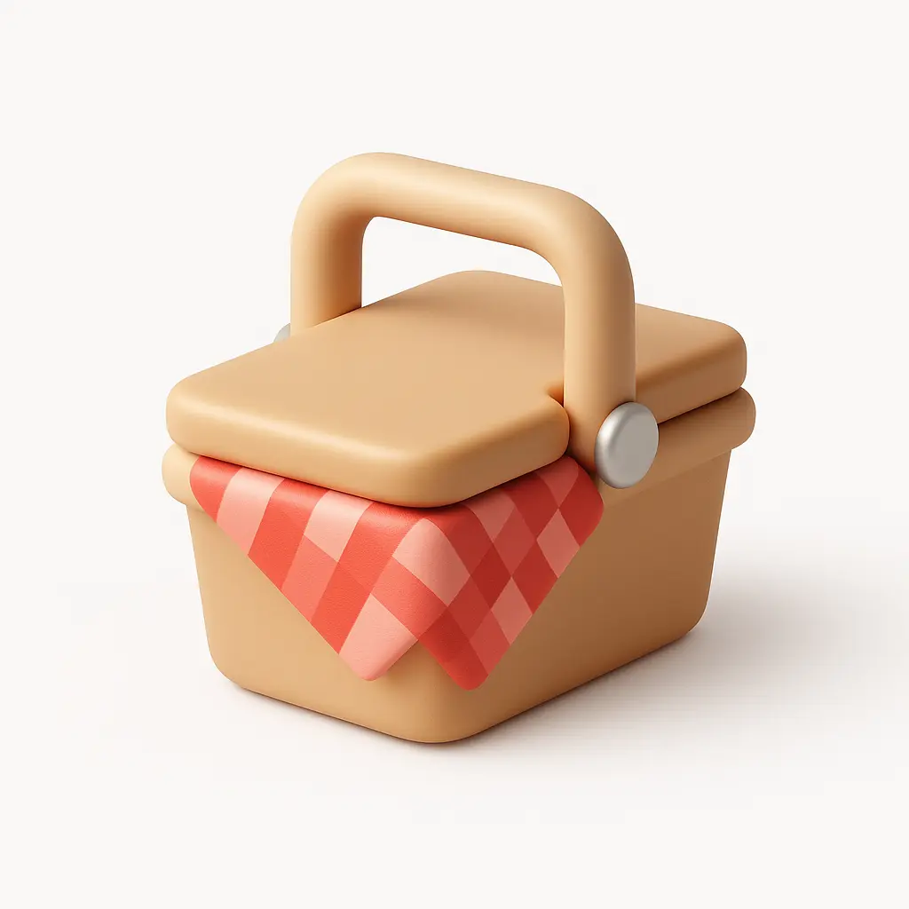 3D Airbnb style icon template picnic basket