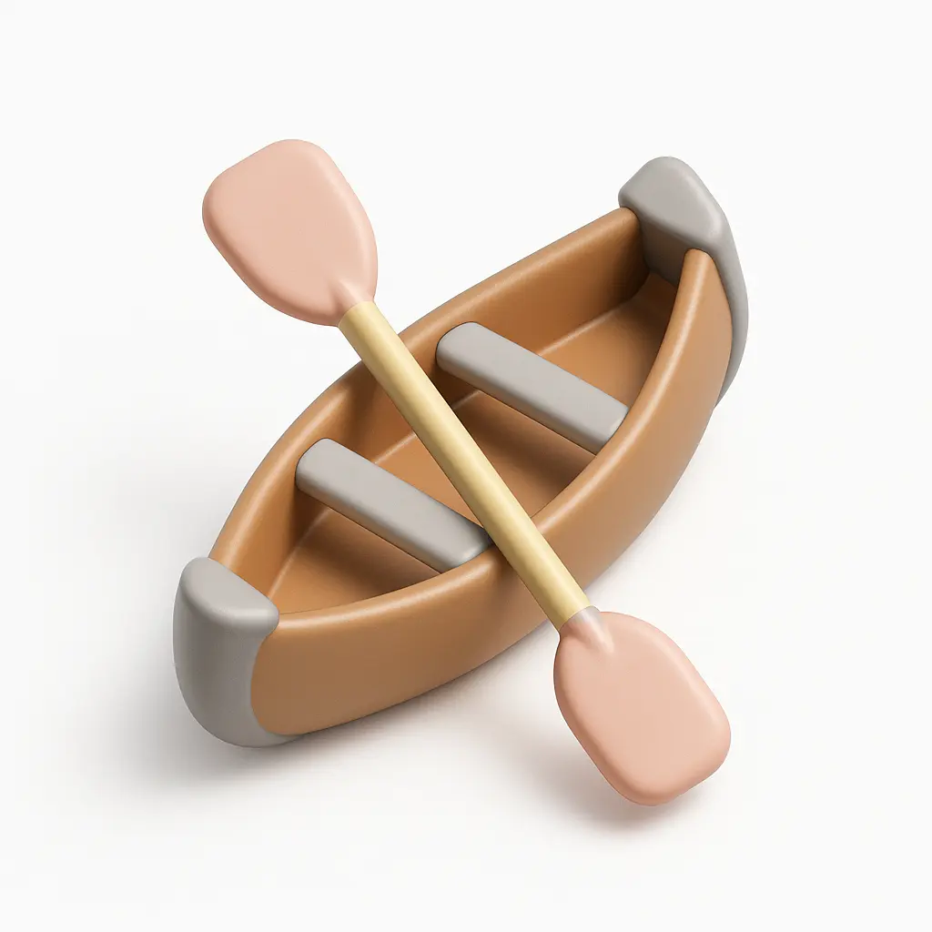 3D Airbnb style icon template wooden canoe