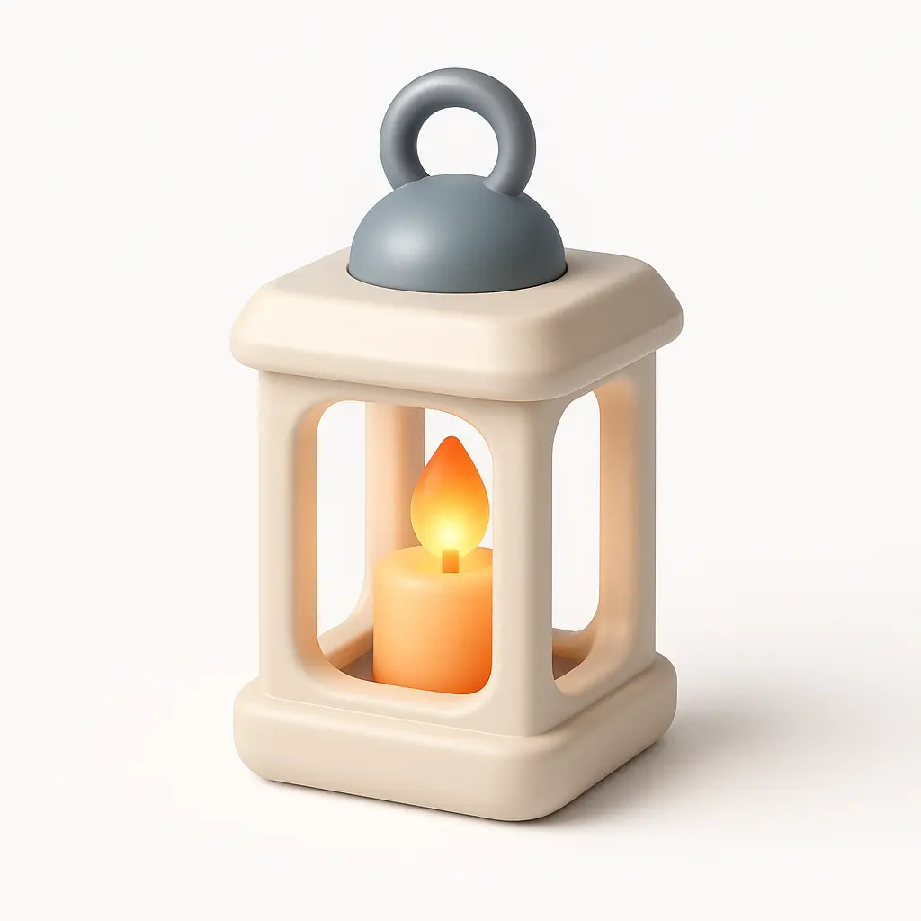3D Airbnb style icon template glowing lantern