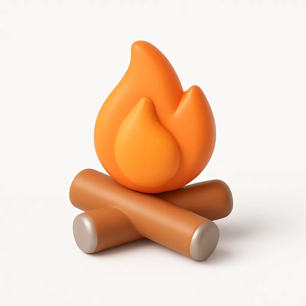 3D Airbnb style icon template campfire orange flames
