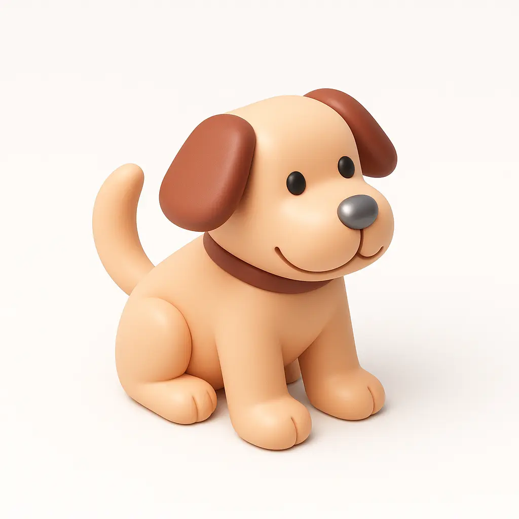 3D Airbnb style icon template playful dog