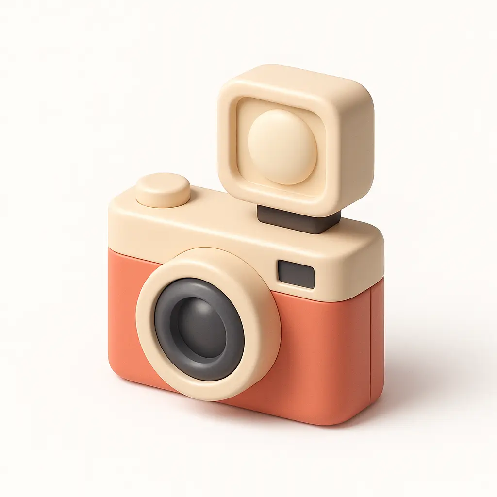 3D Airbnb style icon template vintage camera